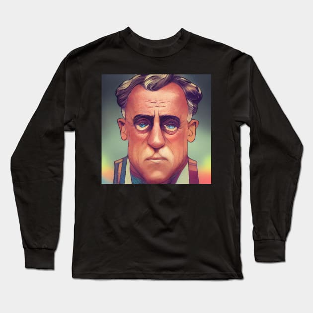 Franklin D. Roosevelt Portrait | American President | Comics style Long Sleeve T-Shirt by Classical